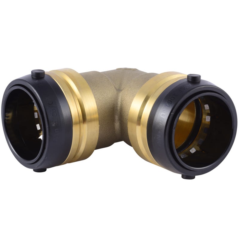 SharkBite 1-1/2 Inch 90 Degree Elbow, Push to Connect Brass Plumbing Fitting, PEX Pipe, Copper, CPVC, PE-RT, HDPE, UXL0241 - Image 1